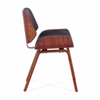 Chaise Nordic en noyer et simili cuir noir | Design scandinave élégant