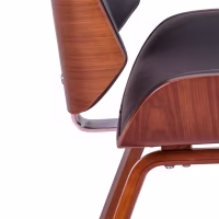 Chaise Nordic en noyer et simili cuir noir | Design scandinave élégant