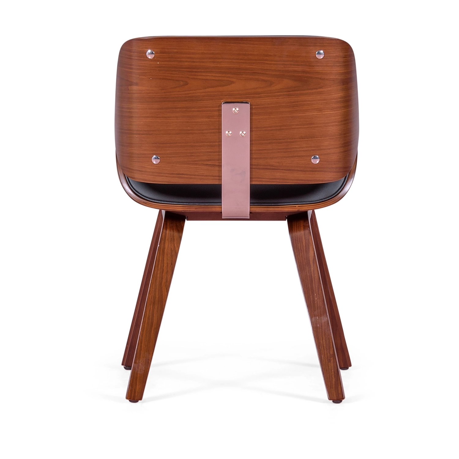 Stoel Nordic in walnoot en zwart kunstleer | Elegant Scandinavisch ontwerp