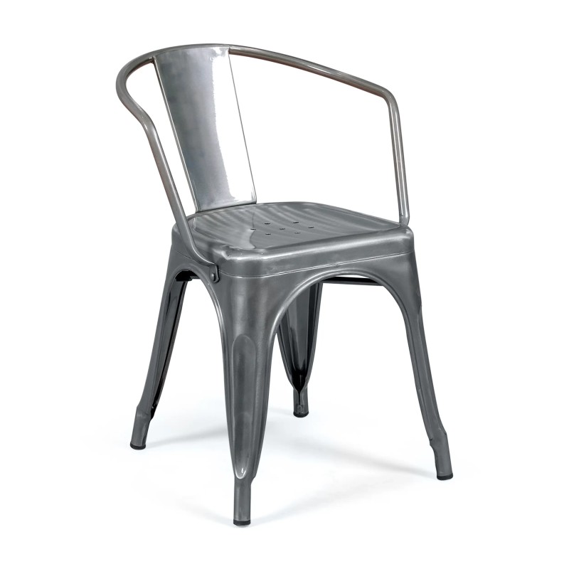 Replica of the Tolix chair design with armrests