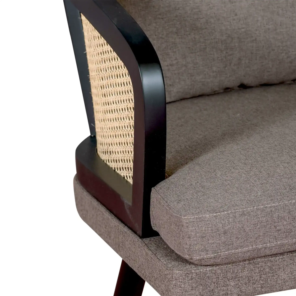 Fauteuil Leeds en rotin naturel avec coussin en coton : style vintage Scandinave