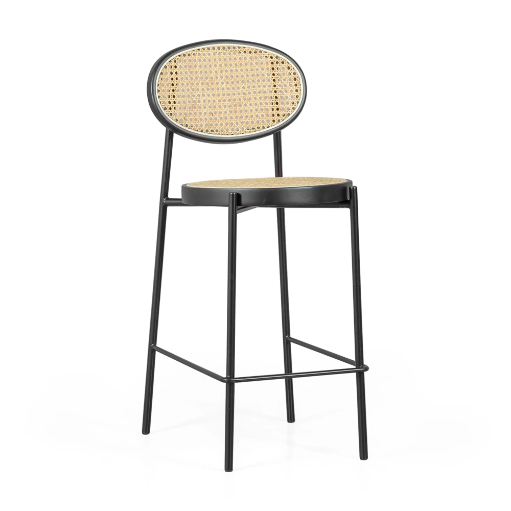 Tabouret Bar vintage Preston en rotin naturel 65 cm - Meubles Concept