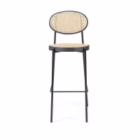 Tabouret Vintage Preston 75 cm | Rotin naturel et cadre noir