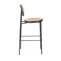 Taburete Vintage Preston 75 cm | Ratán Natural y Estructura Negra