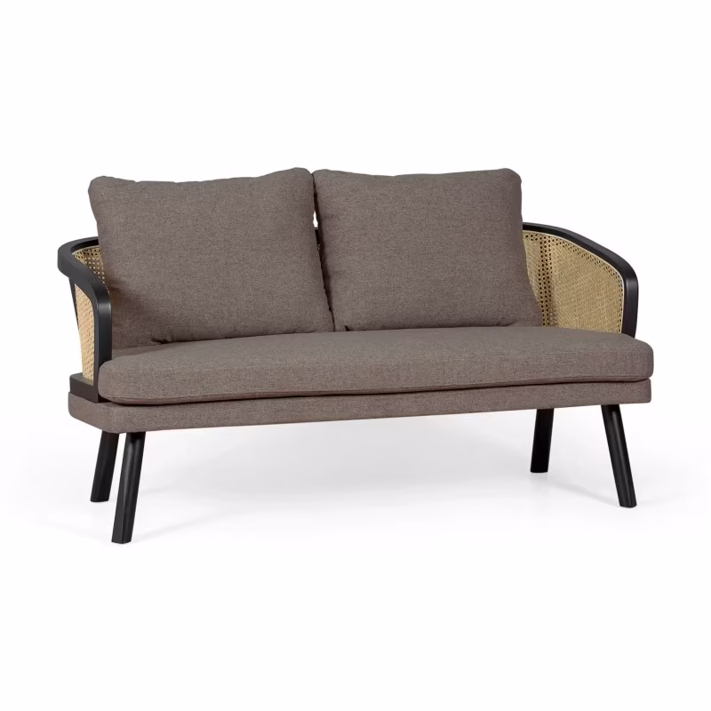Divano a 2 posti Leeds in rattan naturale e stile vintage Scandinavo