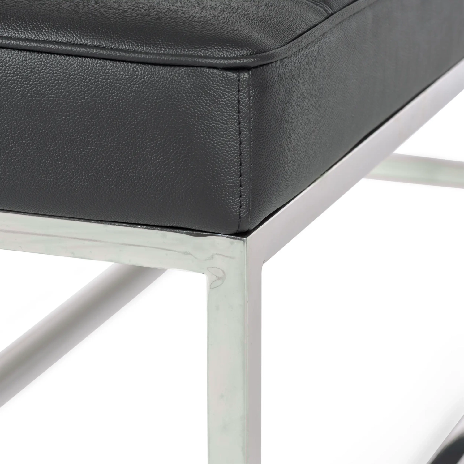 Panchina di design Praga in acciaio cromato e similpelle | Stile moderno