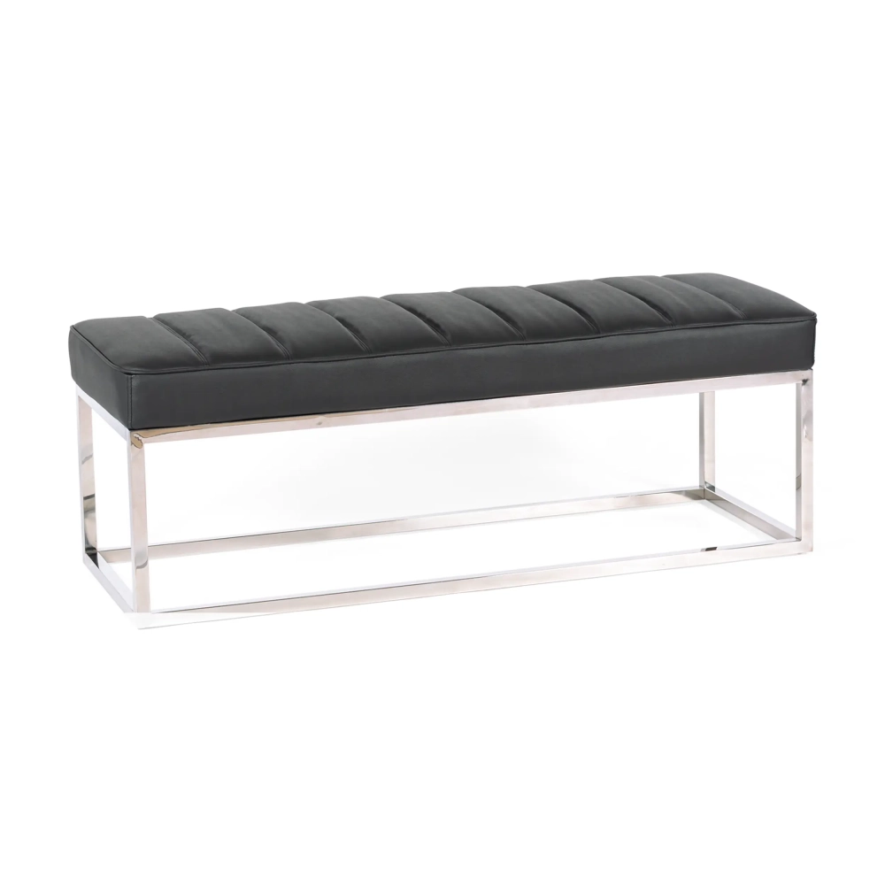 Banc Praga Design en acier chromé et simili-cuir | Modern Style