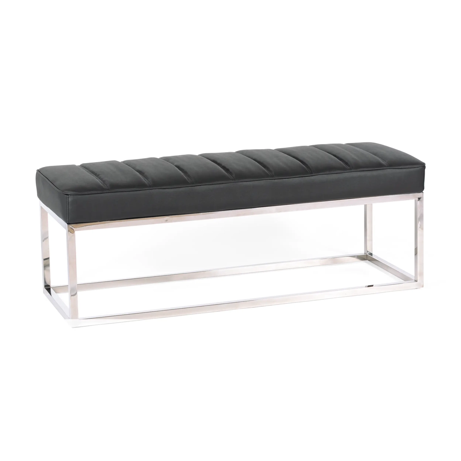 Panchina di design Praga in acciaio cromato e similpelle | Stile moderno