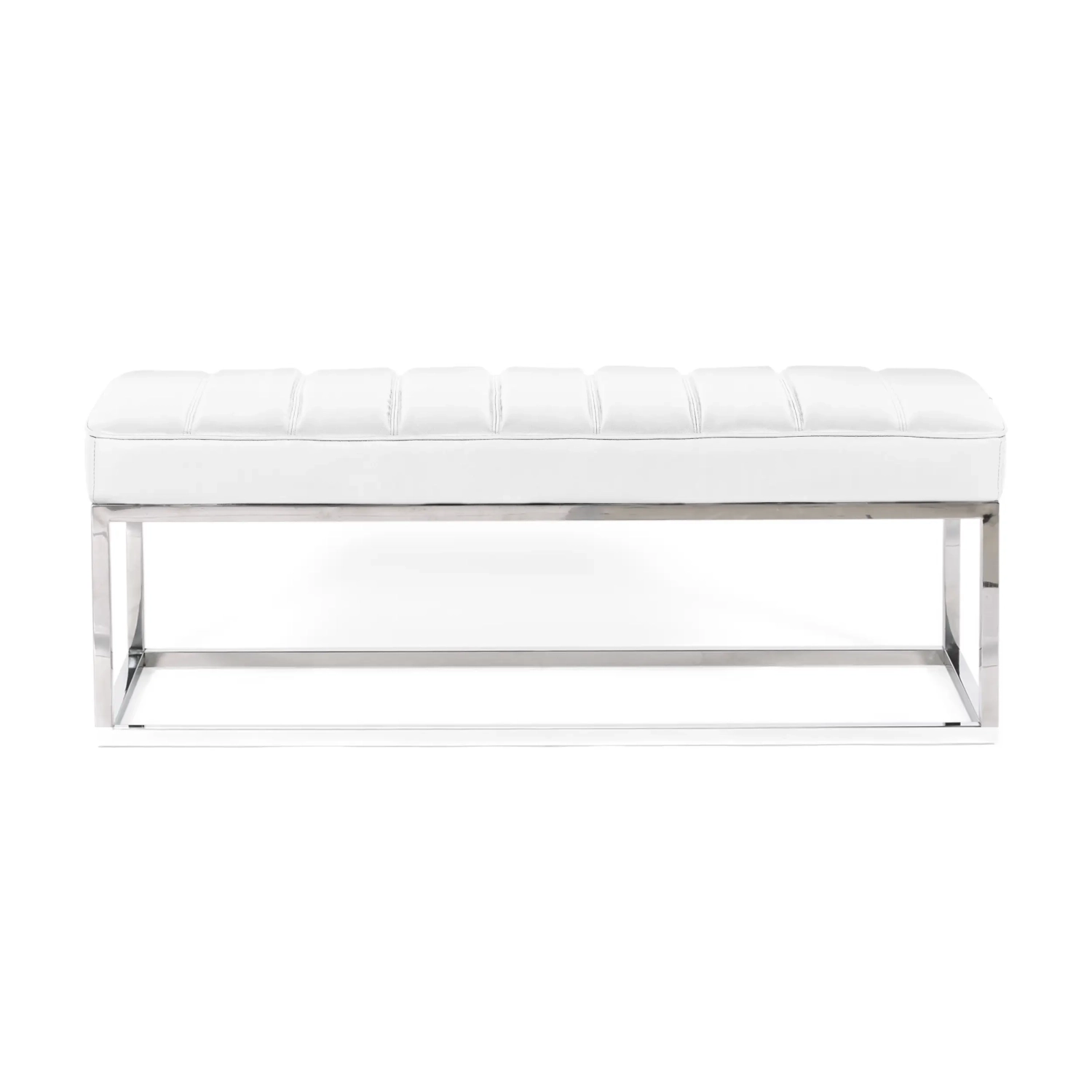 Praga Design Bench in Chrome-plated Steel and Leatherette | Modern Style