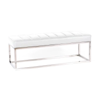 Praga Design Bench in Chrome-plated Steel and Leatherette | Modern Style