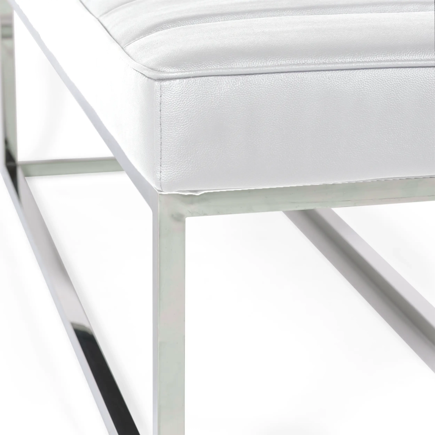 Praga Design Bench in Chrome-plated Steel and Leatherette | Modern Style