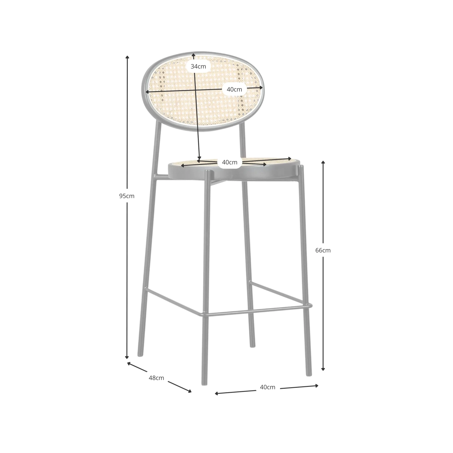 Barstol Vintage Bar Preston Rattan Natural 65 cm - Mobelarium