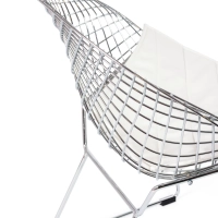 Replica Diamond-stol i förkromat stål och dyna i konstläder - Bertoia Collection