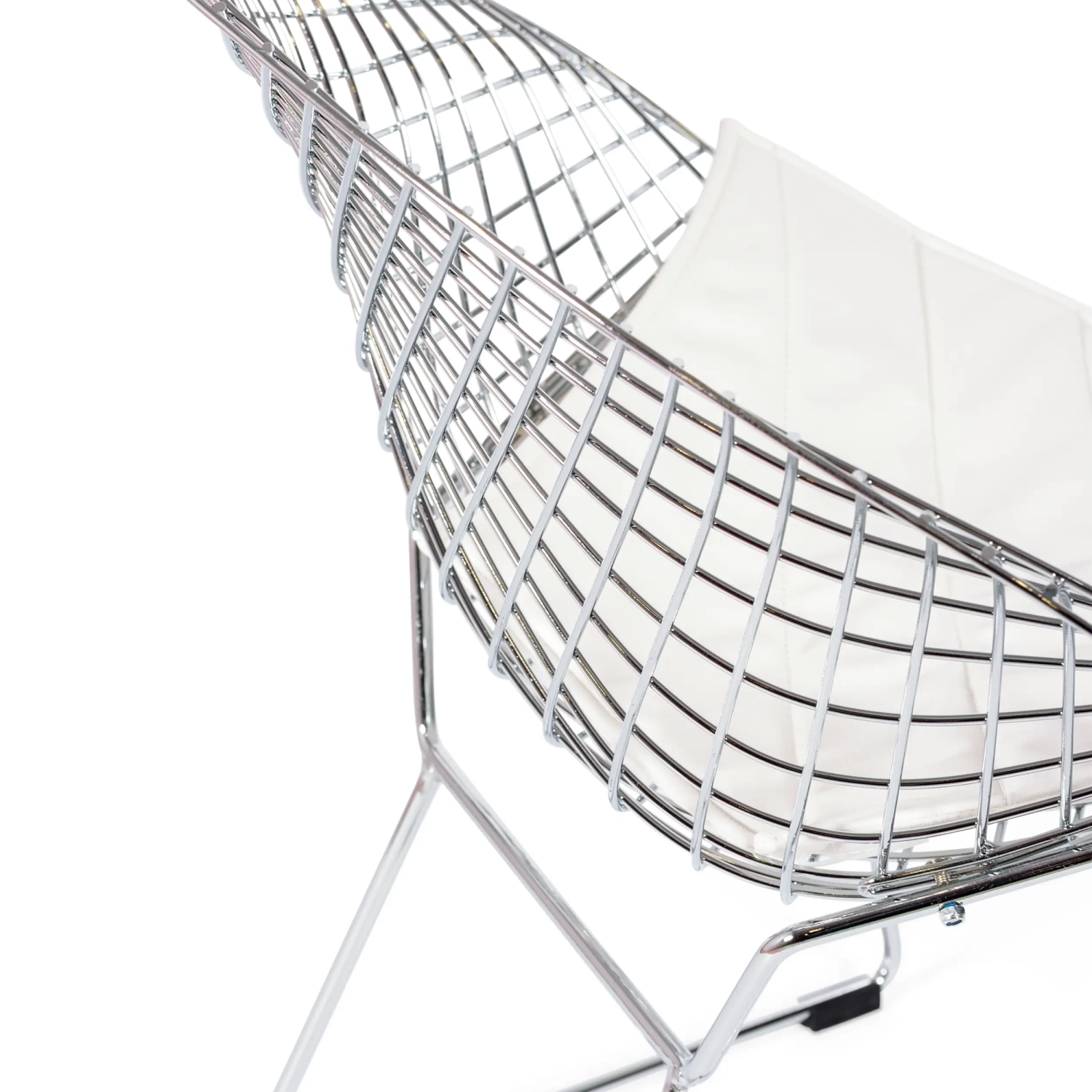 Replica Diamond chair in chromed steel and leatherette cushion - Bertoia Collection