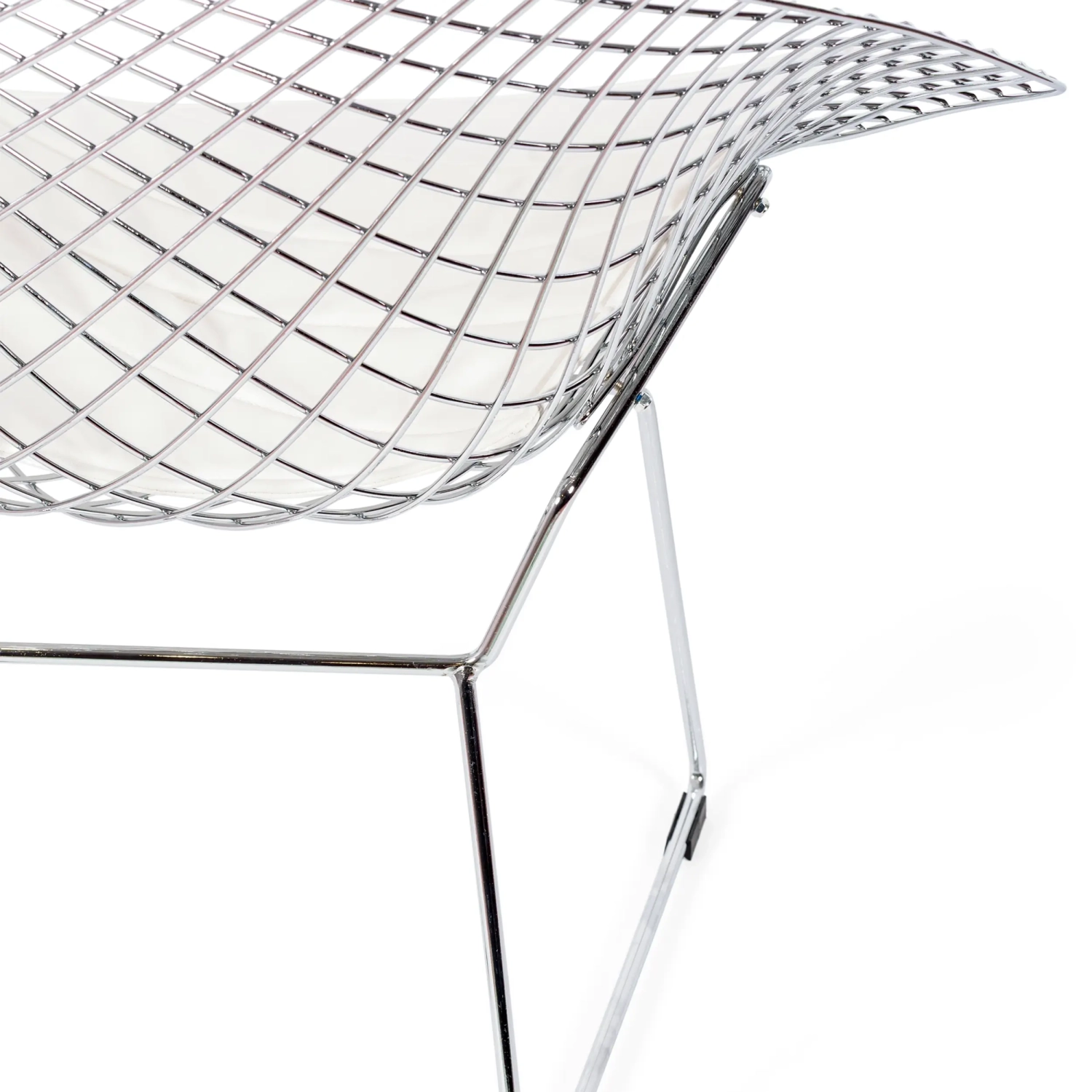 Réplique de la chaise Diamond en acier chromé et coussin en simili-cuir - Collection Bertoia