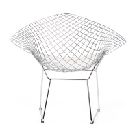 Replica Diamond chair in chromed steel and leatherette cushion - Bertoia Collection