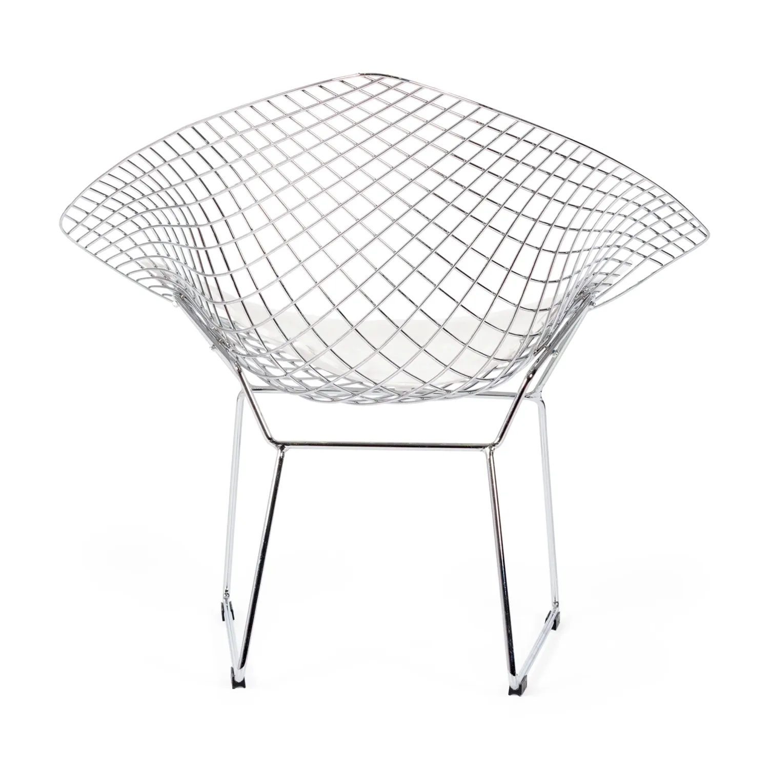 Réplique de la chaise Diamond en acier chromé et coussin en simili-cuir - Collection Bertoia