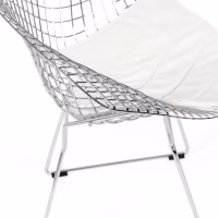 Réplique de la chaise Diamond en acier chromé et coussin en simili-cuir - Collection Bertoia