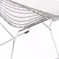 Réplique de la chaise Diamond en acier chromé et coussin en simili-cuir - Collection Bertoia