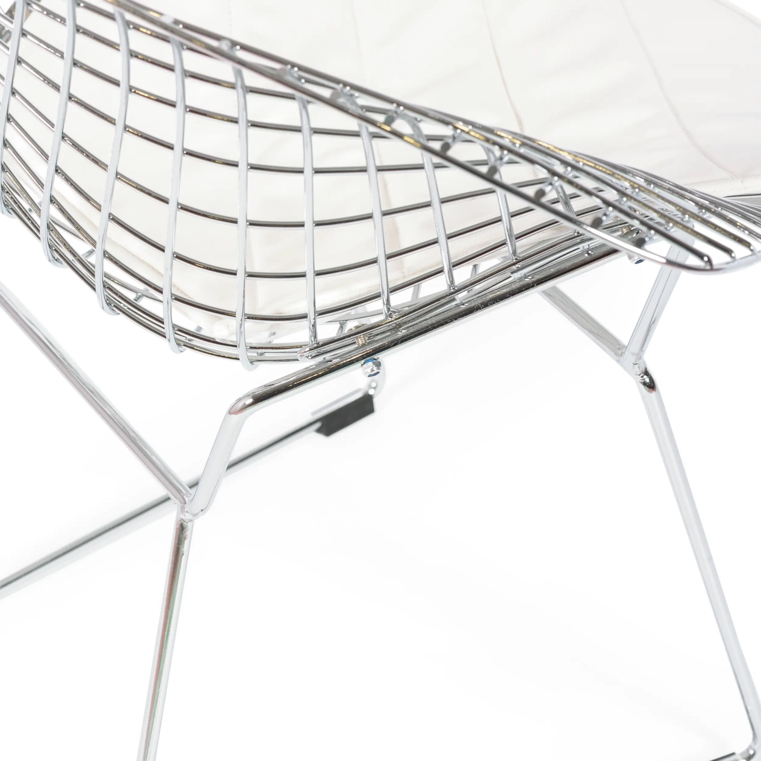 Replica Diamond chair in chromed steel and leatherette cushion - Bertoia Collection