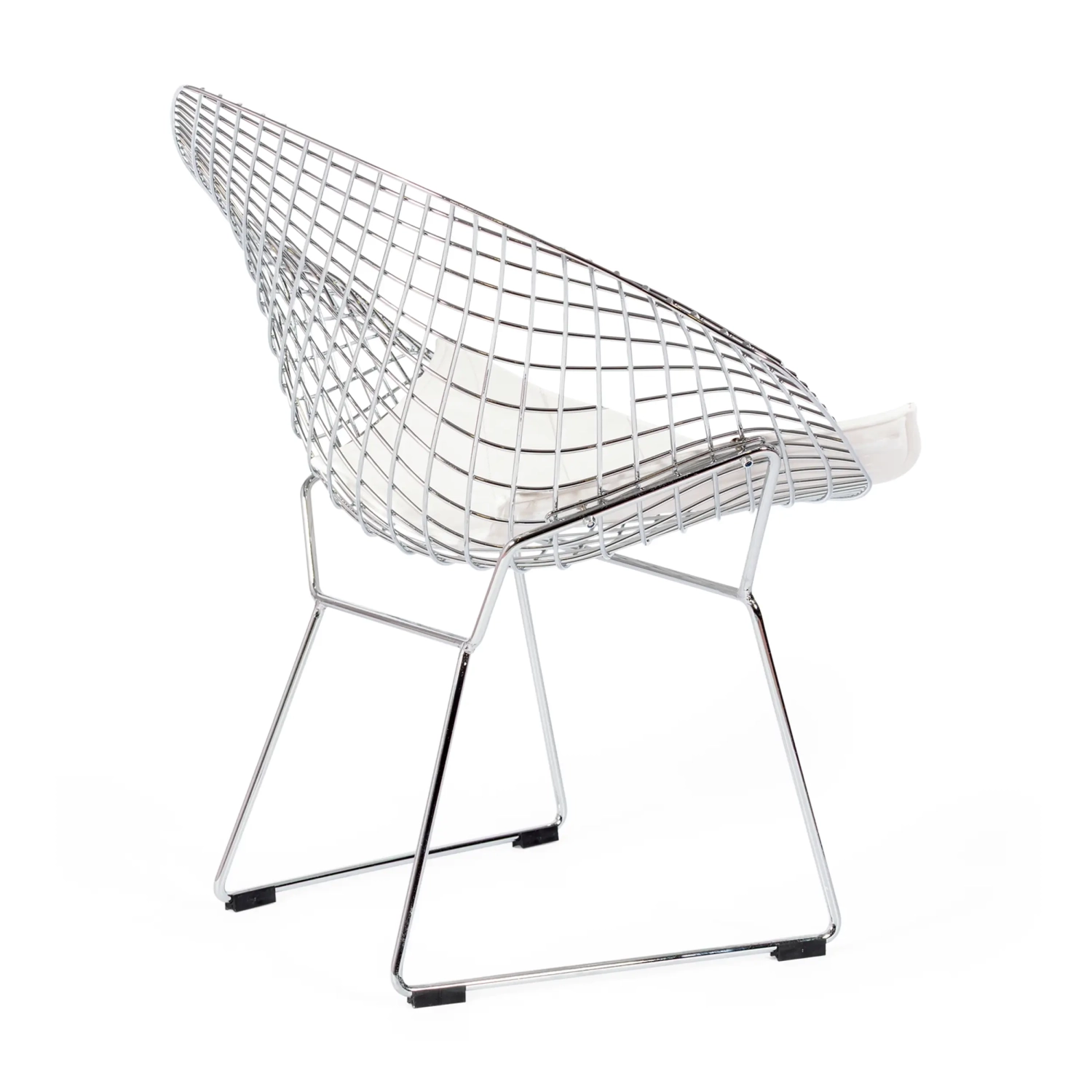 Réplique de la chaise Diamond en acier chromé et coussin en simili-cuir - Collection Bertoia