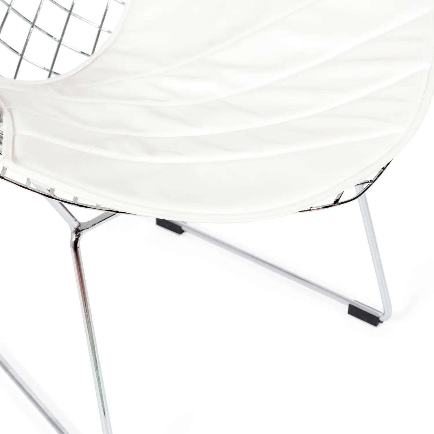 Réplique de la chaise Diamond en acier chromé et coussin en simili-cuir - Collection Bertoia