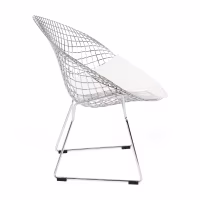 Réplique de la chaise Diamond en acier chromé et coussin en simili-cuir - Collection Bertoia