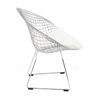 Replica Diamond chair in chromed steel and leatherette cushion - Bertoia Collection
