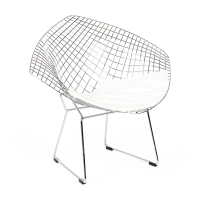 Replica Diamond chair in chromed steel and leatherette cushion - Bertoia Collection