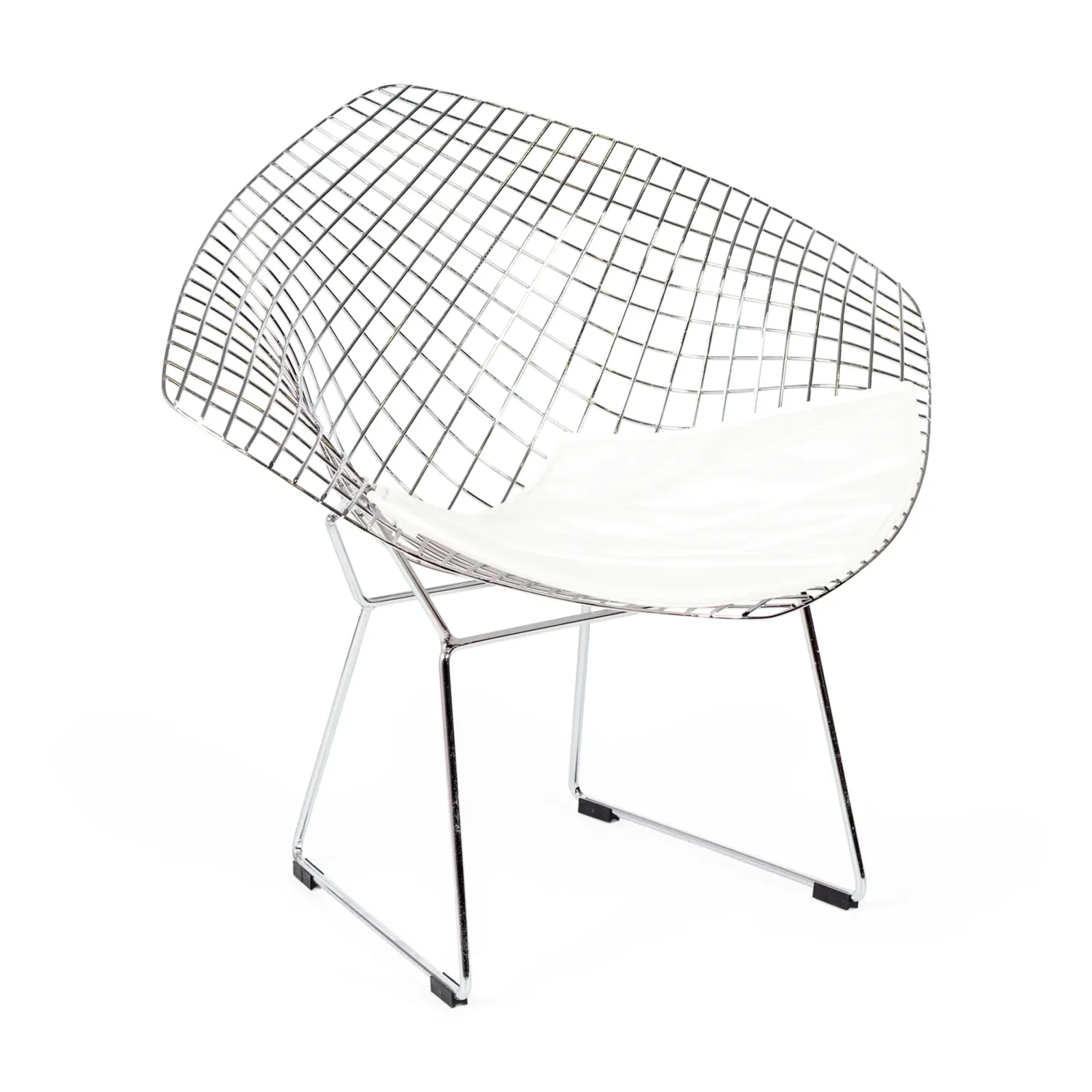 Réplique de la chaise Diamond en acier chromé et coussin en simili-cuir - Collection Bertoia