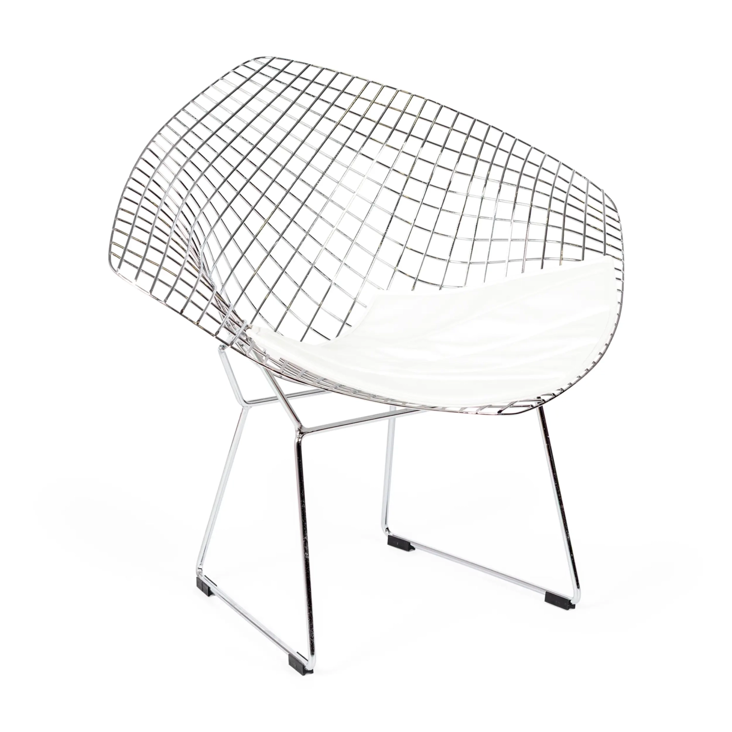Replica della sedia Diamond in acciaio cromato e cuscino in similpelle - Collezione Bertoia