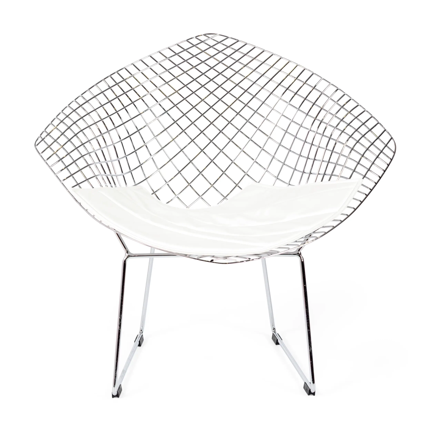 Replica Diamond Stuhl aus verchromtem Stahl und Kunstlederpolster - Bertoia Kollektion
