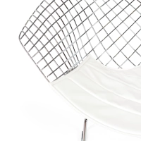 Réplica da cadeira Diamond em aço cromado e almofada em pele - Coleção Bertoia