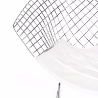 Réplique de la chaise Diamond en acier chromé et coussin en simili-cuir - Collection Bertoia