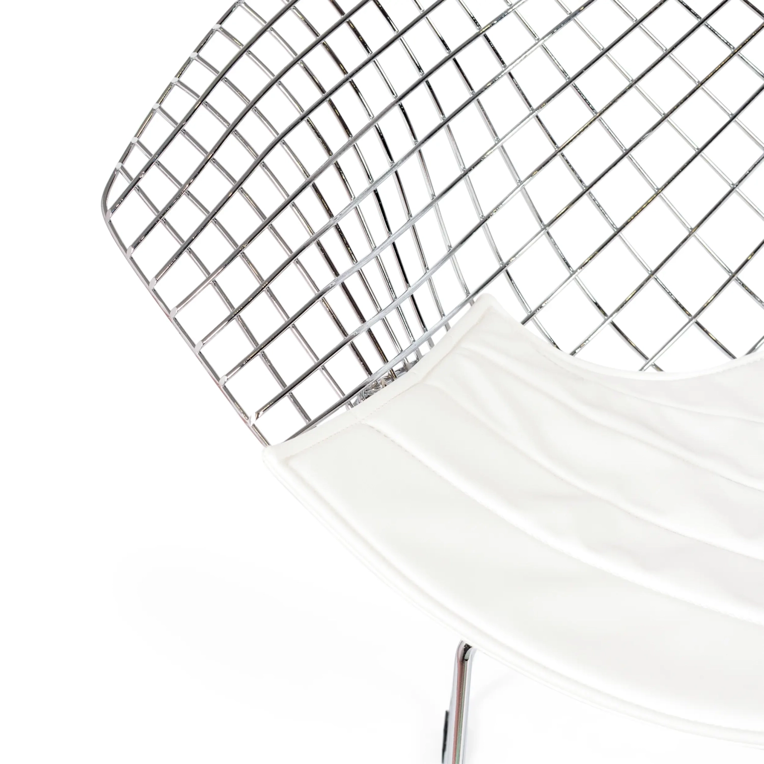 Réplique de la chaise Diamond en acier chromé et coussin en simili-cuir - Collection Bertoia