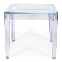 Tavolo da pranzo quadrato Ghost da 80 cm: design trasparente e moderno
