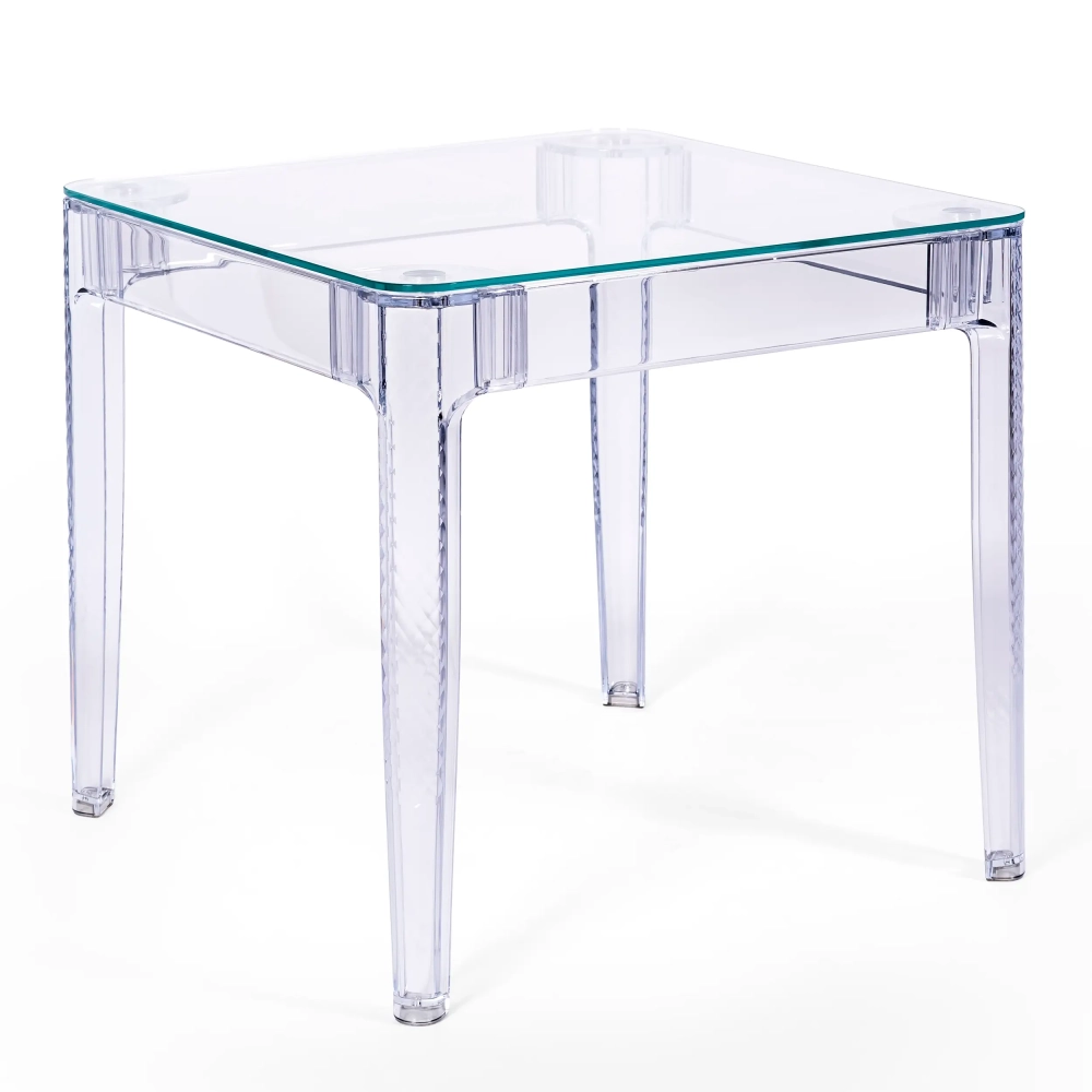 Ghost Square Dining Table 80 cm : Transparent Modern Design