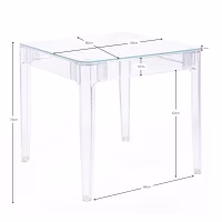 Ghost Square Dining Table 80 cm : Transparent Modern Design