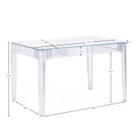 Ghost Rechteckiger Esstisch 120x80 cm | Transparentes und modernes Design