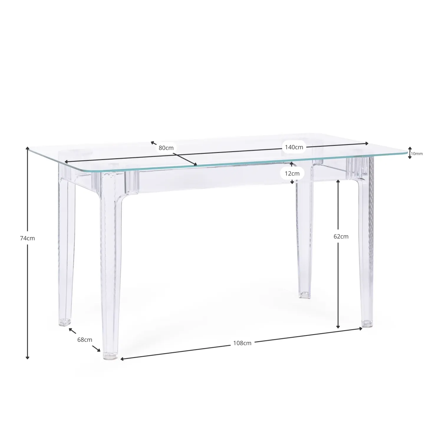 Ghost Dining Table 140x80 cm | Modern Transparent Design