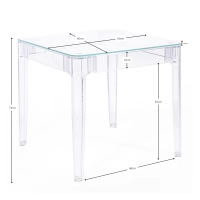 Mesa quadrada Ghost 60x60 cm | Design transparente e minimalista