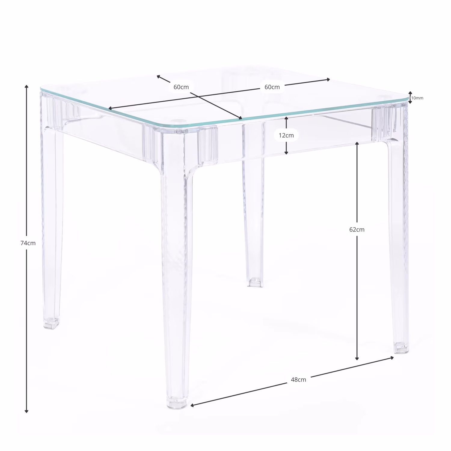 Ghost Square Table 60x60 cm | Transparent et design minimaliste