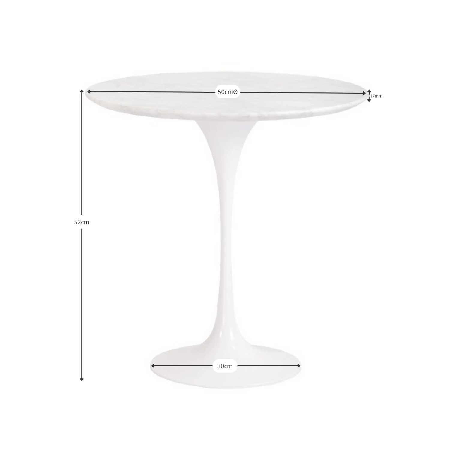 Inspiration Side Table Tulip Side Carrara Marble Ø50 cm | Mobelarium