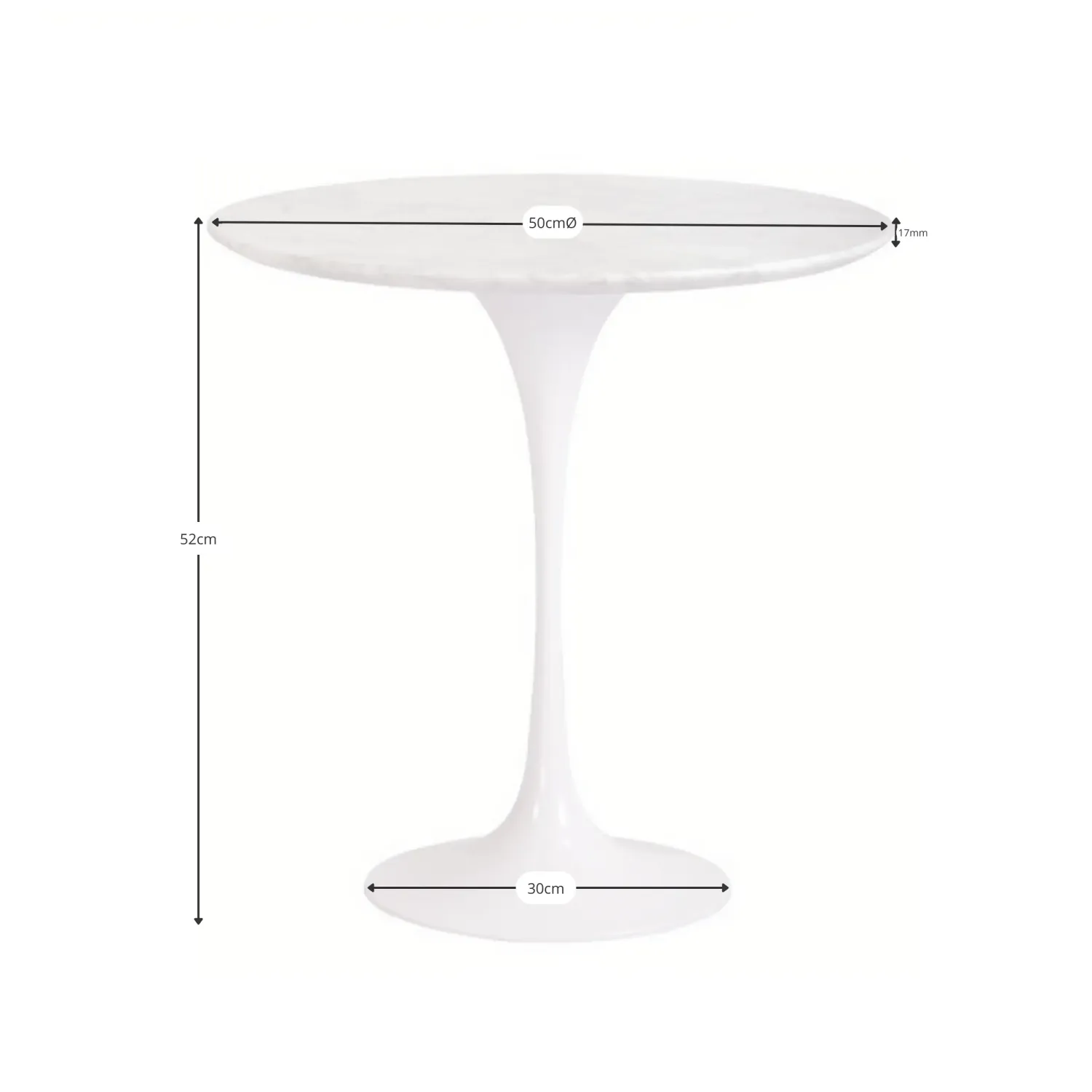 Inspiration Table d'appoint Tulip Table d'appoint en marbre de Carrare Ø50 cm Meubles Concept