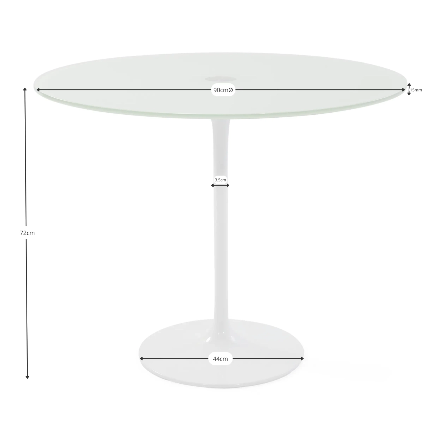 Tisch Tulip Glastisch 90 cm : Modern und Elegant :: Modern und Elegant Mobelarium