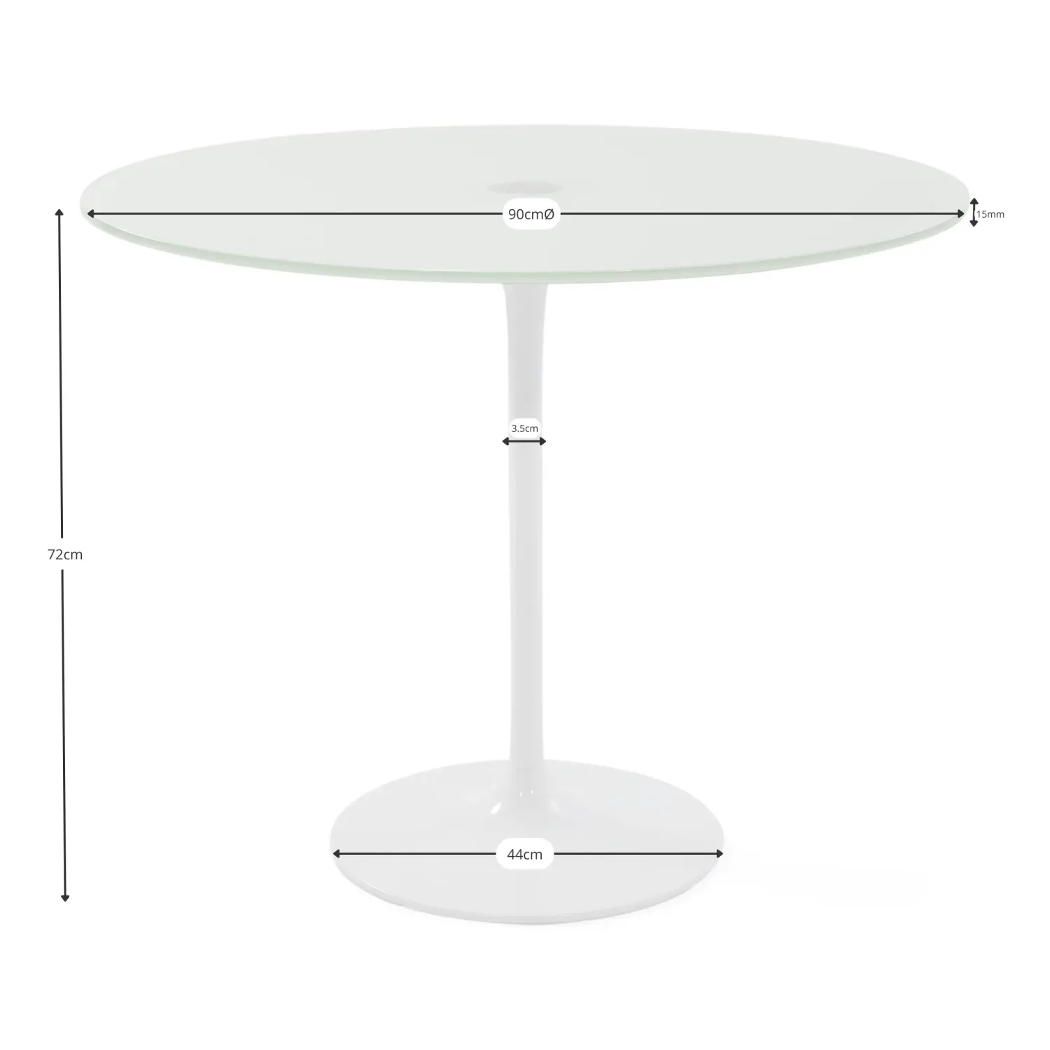 Table Tulip table en verre 90 cm | moderne et élégante | Meubles Concept