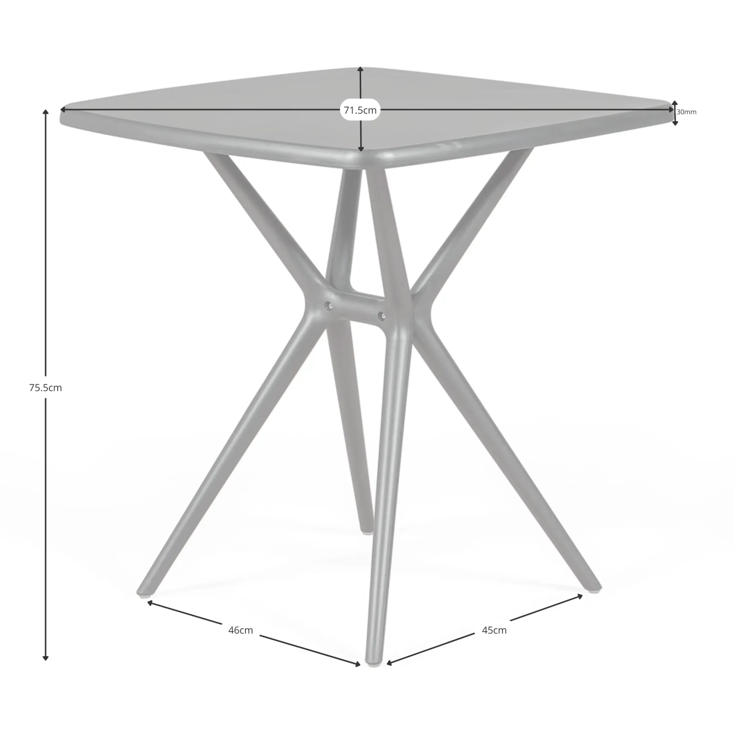 Puutarhapöytä Moises 72 cm | Moderni, kevyt ja kestävä | Sisällä ja ulkona