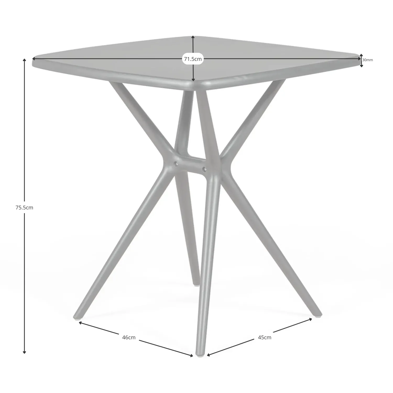 Table de jardin Moises 72 cm | Moderne, légère et solide | Intérieur et extérieur