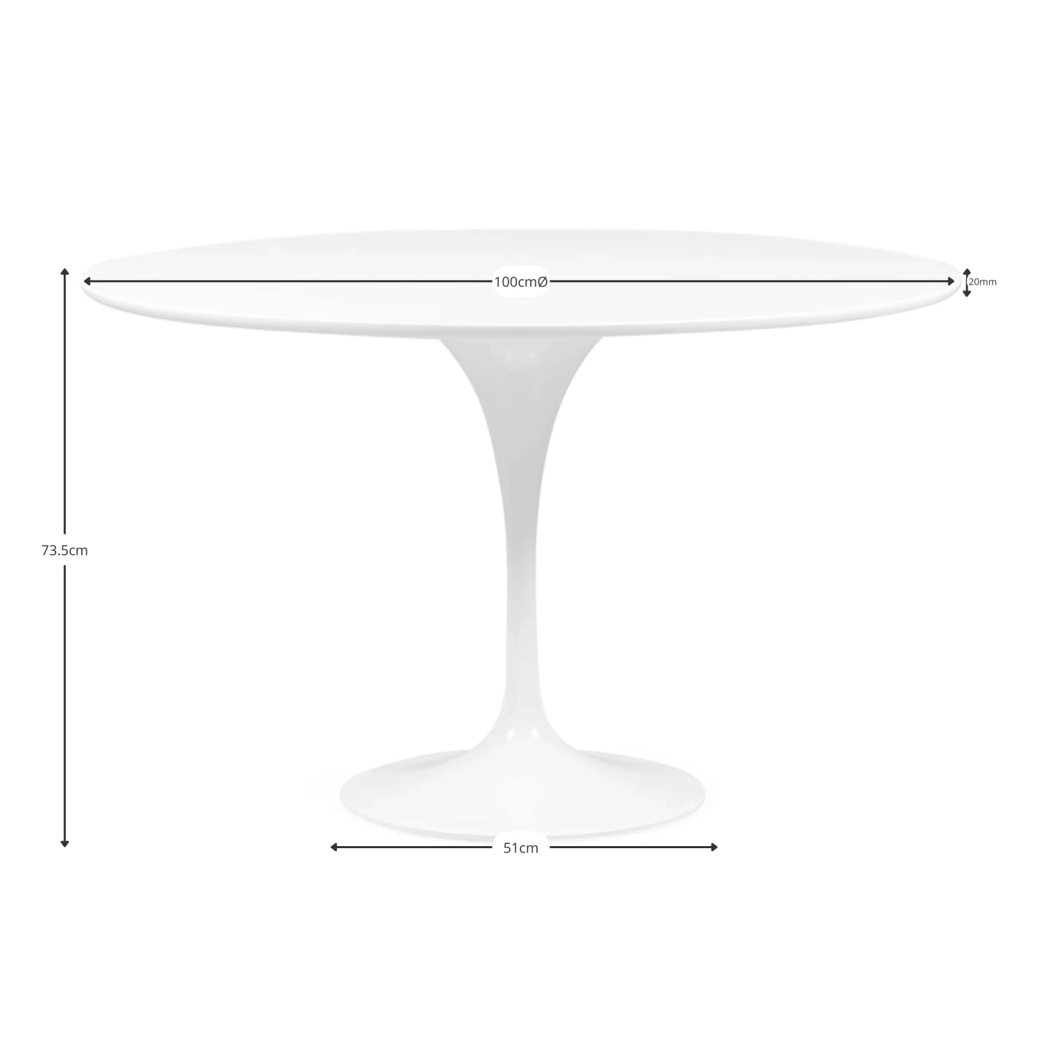 Inspiration Dining Tulip Table 100cm - Design Table - Mueble Design