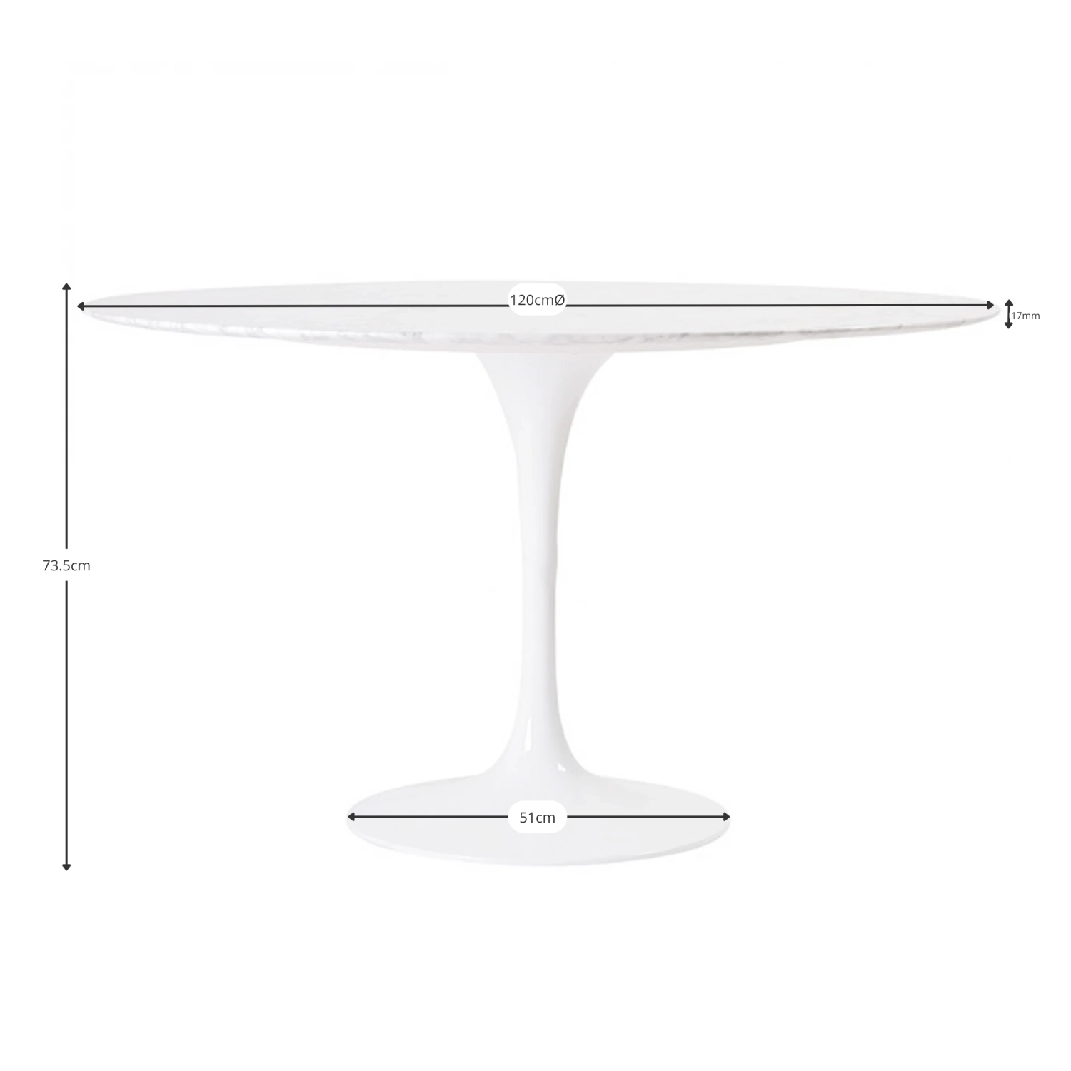 Inspiration Design table Tulip 120Ø in Carrara Marble - Mueble Design